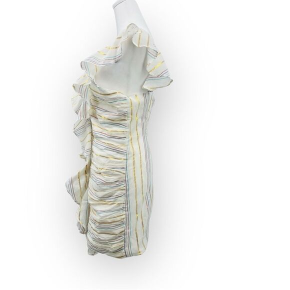 Anthropologie Tularosa Brittany Striped Ruffle Mini Dress in Marshmallow S NWT - Picture 9 of 13